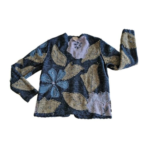 Sigrid Olsen Sports Cardigan Womens M Multicolor LS Buttons Boho Floral Knit VTG - Picture 16 of 16